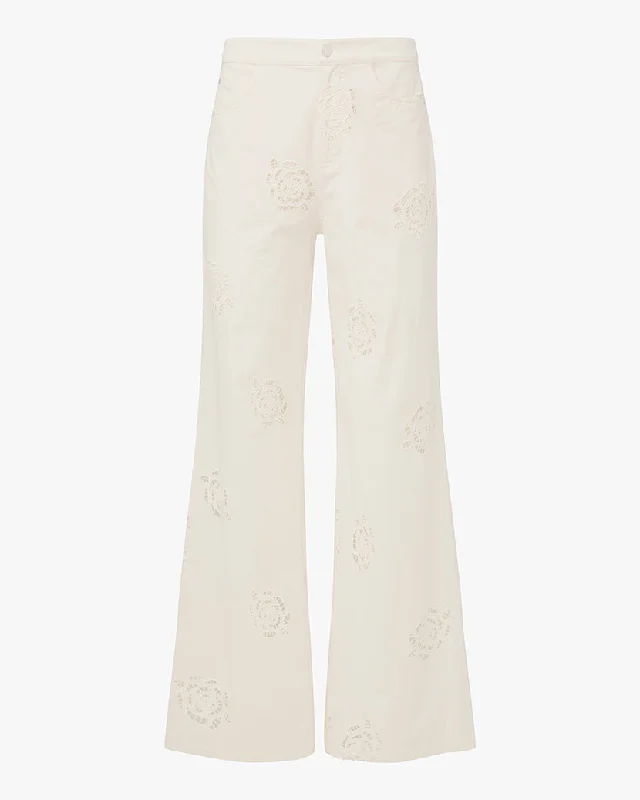 Rose Eyelet Straight Leg Pant