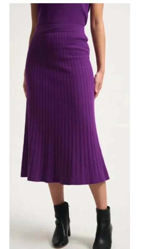 Silk Cotton Ribbed A Line Skirt In Deep Verbana