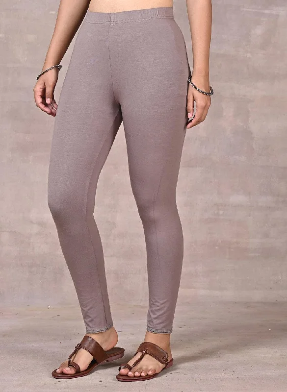 Slate Grey Ankle Length Plain Legging