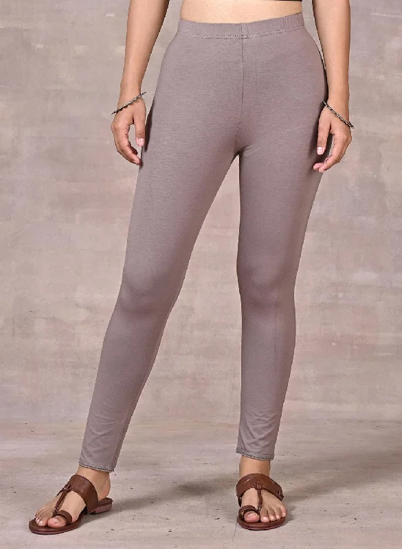 Slate Grey Ankle Length Plain Legging