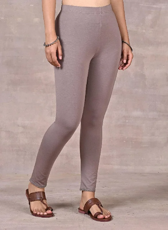 Slate Grey Ankle Length Plain Legging