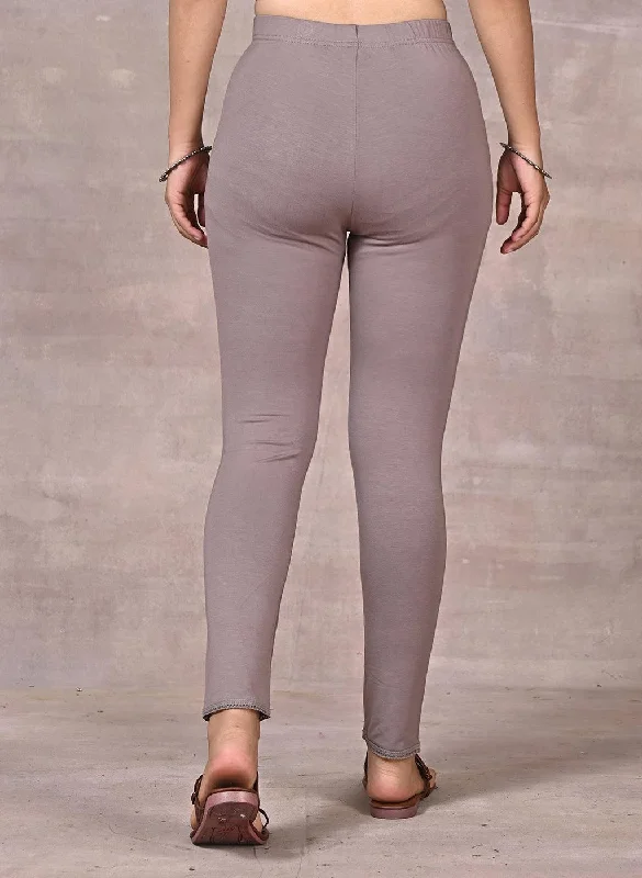 Slate Grey Ankle Length Plain Legging