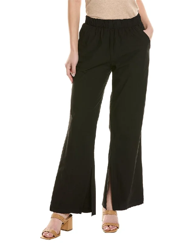 Stateside Structured Poplin Slit Flare Trouser