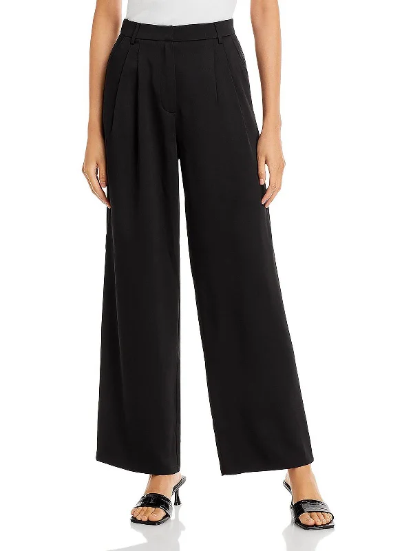 Tammy Womens Wide Leg Double Pleat High-Waist Pants