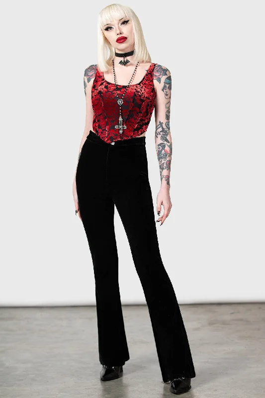 Thena's Thistle Velvet Bootcut Trousers