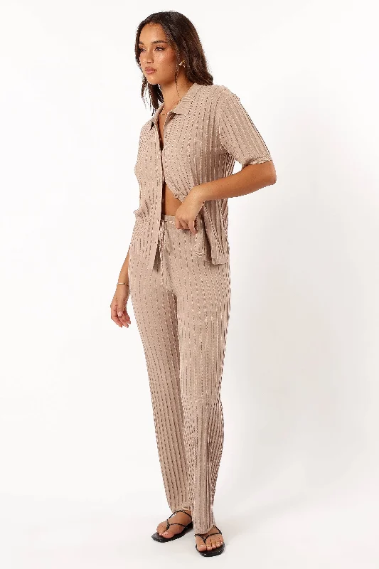 Tibi Ribbed Pant - Beige