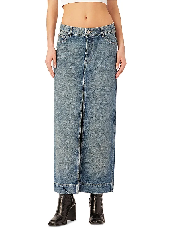 Womens Maxi Slit Denim Skirt